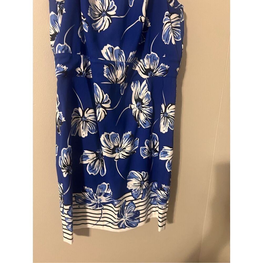 Dress Barn Size 16 Sleeveless Sheath Dress Blue Floral Party Cocktail Resortwear - Picture 4 of 13